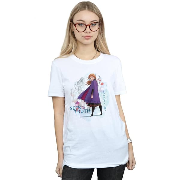 Disney Dam/Tjej Frozen 2 Anna Seek The Truth Boyfriend T-shirt i bomull
