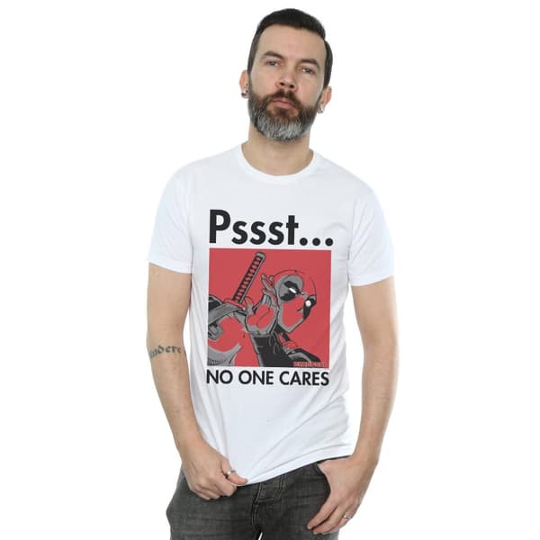 Marvel Mens Deadpool No One Cares T-shirt