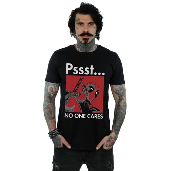 Marvel Mens Deadpool No One Cares T-shirt
