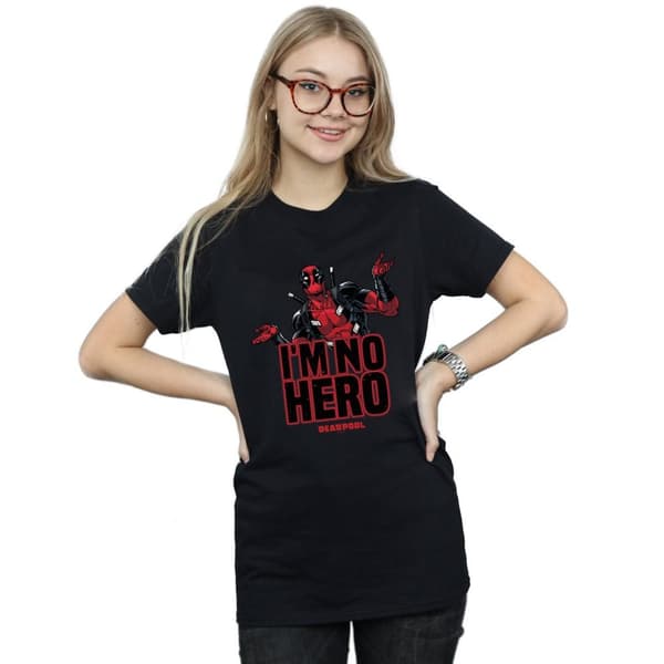 Marvel Dam/Tjej Deadpool I´m No Hero Boyfriend T-shirt i bomull