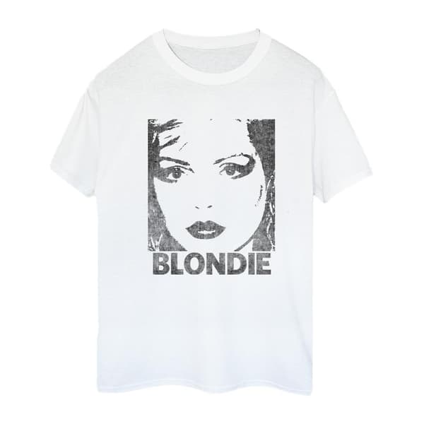 Blondie Dam/dam Text Face Boyfriend T-shirt i bomull