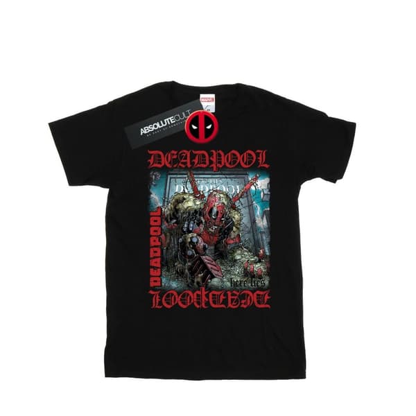 Marvel Mens Deadpool Here Lies Deadpool T-Shirt Black L