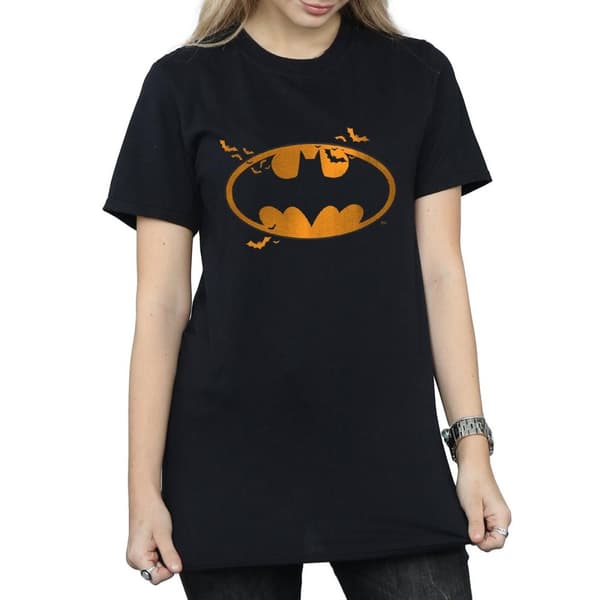 DC Comics Womens/Ladies Batman Halloween Logo Cotton Boyfriend T-Shirt