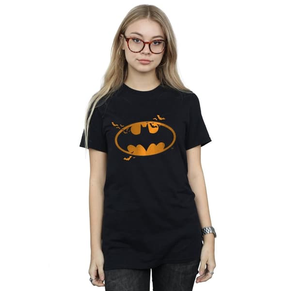 DC Comics Womens/Ladies Batman Halloween Logo Cotton Boyfriend T-Shirt