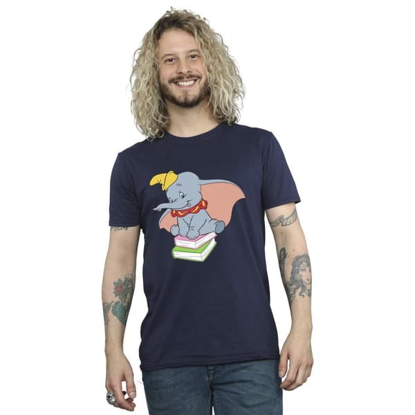 Disney Mens Dumbo Sitting On Books T-Shirt