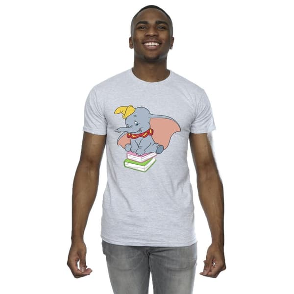 Disney Mens Dumbo Sitting On Books T-Shirt