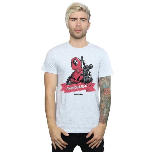Marvel Mens Deadpool Chimichanga Finger T-Shirt
