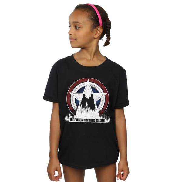Marvel Girls The Falcon And The Winter Soldier Star Silhouettes Cotton T-Shirt
