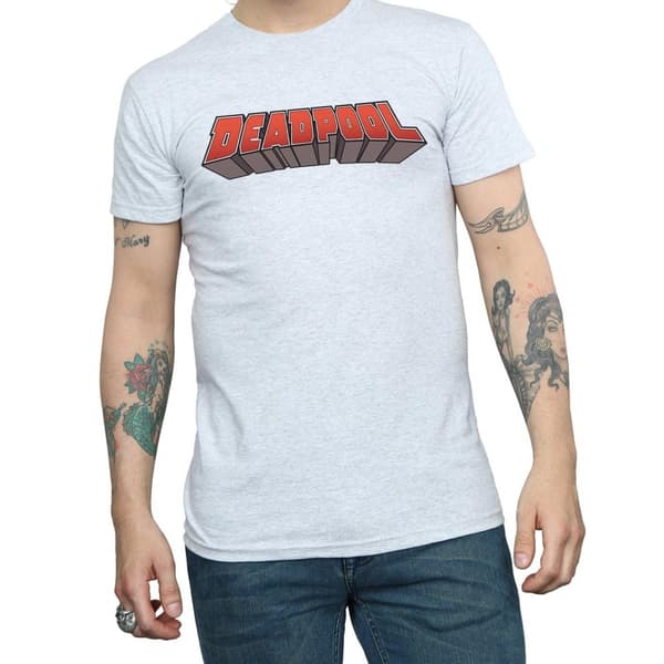 Marvel Mens Deadpool Text Logo T-Shirt