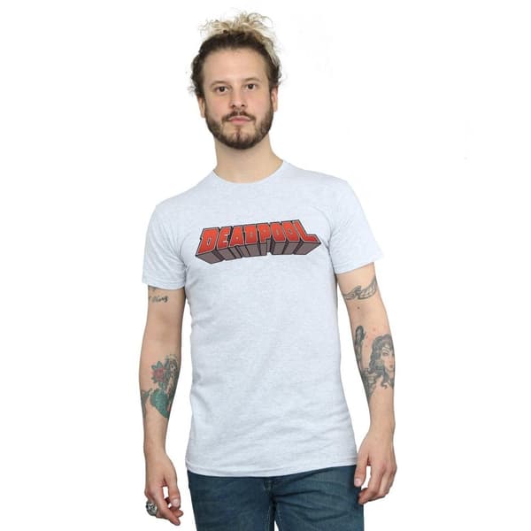 Marvel Mens Deadpool Text Logo T-Shirt