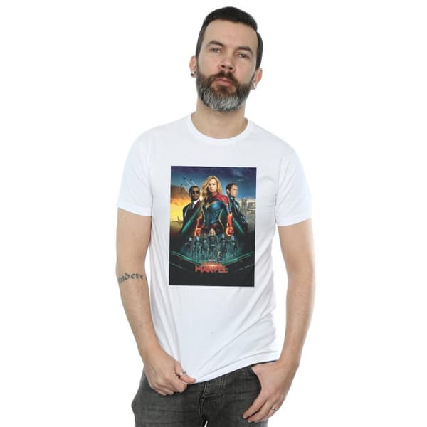 Marvel Mens Captain Marvel Movie Starforce Poster T-Shirt