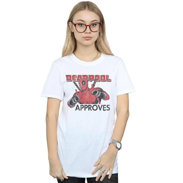 Marvel Womens/Ladies Deadpool Approves Cotton Boyfriend T-Shirt