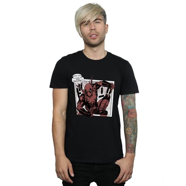 Marvel Mens Deadpool Breaktime Tacos T-Shirt