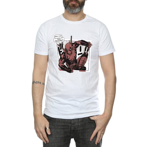 Marvel Mens Deadpool Breaktime Tacos T-Shirt