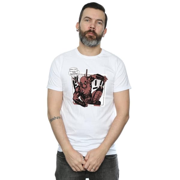 Marvel Mens Deadpool Breaktime Tacos T-Shirt