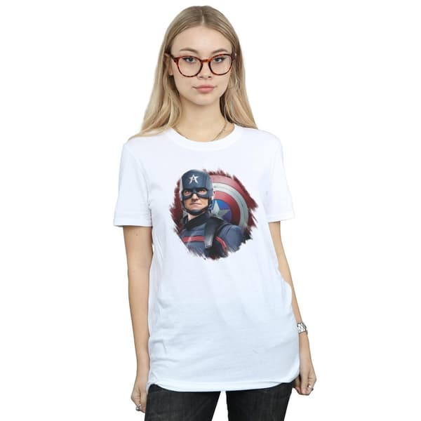 Marvel Womens/Ladies The Falcon And The Winter Soldier Captain America Stare Cotton Boyfriend T-Shirt