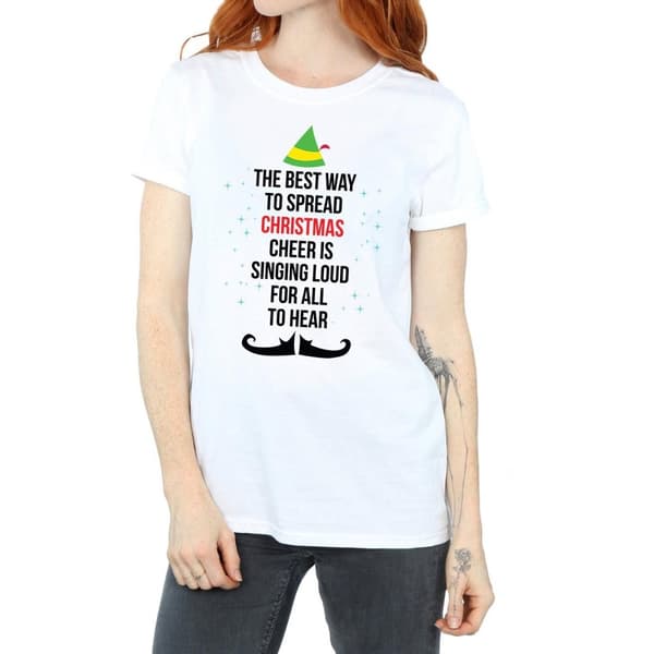 Elf Womens/Ladies Christmas Cheer Text Cotton Boyfriend T-Shirt