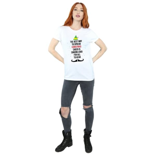 Elf Womens/Ladies Christmas Cheer Text Cotton Boyfriend T-Shirt