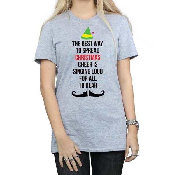 Elf Womens/Ladies Christmas Cheer Text Cotton Boyfriend T-Shirt