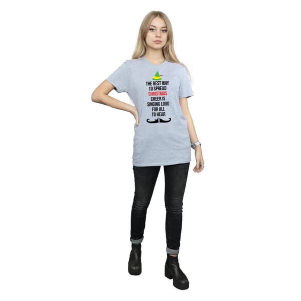 Elf Womens/Ladies Christmas Cheer Text Cotton Boyfriend T-Shirt