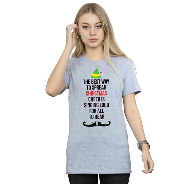 Elf Womens/Ladies Christmas Cheer Text Cotton Boyfriend T-Shirt