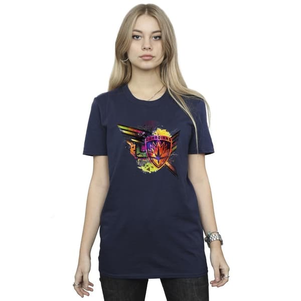 Marvel Dam/Tjej Guardians Of The Galaxy Abstrakt Sköld Bröst Bomull Boyfriend T-shirt