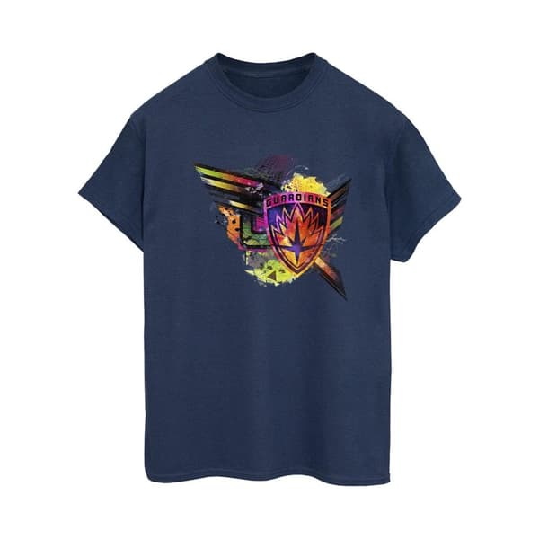 Marvel Dam/Tjej Guardians Of The Galaxy Abstrakt Sköld Bröst Bomull Boyfriend T-shirt