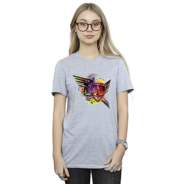 Marvel Dam/Tjej Guardians Of The Galaxy Abstrakt Sköld Bröst Bomull Boyfriend T-shirt