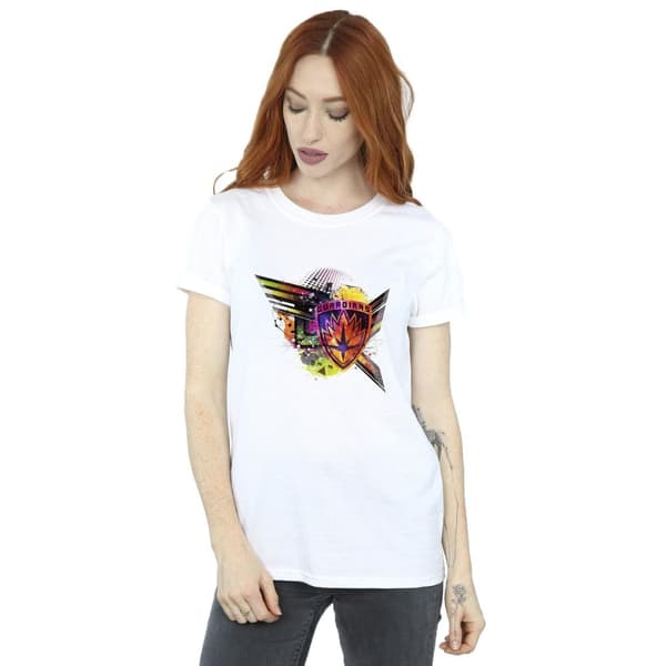Marvel Dam/Tjej Guardians Of The Galaxy Abstrakt Sköld Bröst Bomull Boyfriend T-shirt