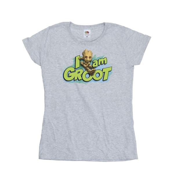 Marvel Womens/Ladies Guardians Of The Galaxy I Am Groot Jumping Cotton T-Shirt