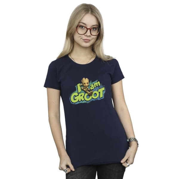 Marvel Womens/Ladies Guardians Of The Galaxy I Am Groot Jumping Cotton T-Shirt