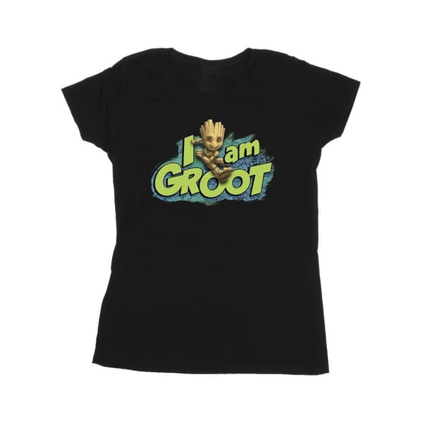 Marvel Womens/Ladies Guardians Of The Galaxy I Am Groot Jumping Cotton T-Shirt