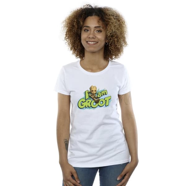 Marvel Womens/Ladies Guardians Of The Galaxy I Am Groot Jumping Cotton T-Shirt
