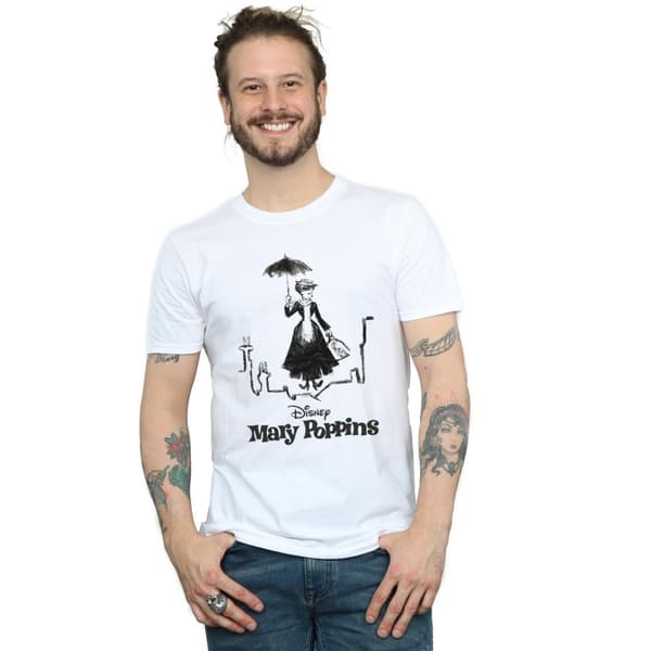 Disney Mens Mary Poppins Rooftop Landing T-Shirt