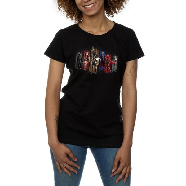DC Comics Womens/Ladies Justice League Movie Team Hexagons Cotton T-Shirt