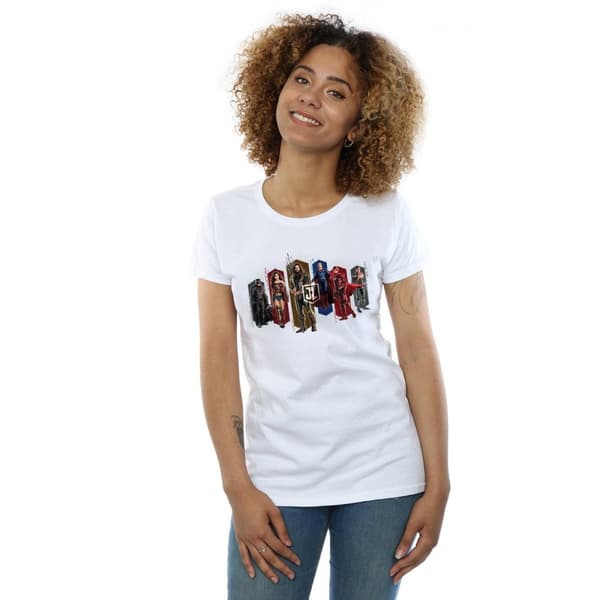 DC Comics Womens/Ladies Justice League Movie Team Hexagons Cotton T-Shirt