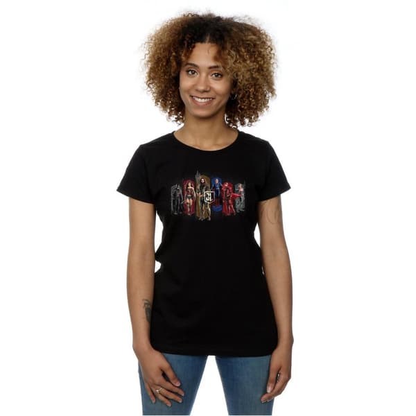 DC Comics Womens/Ladies Justice League Movie Team Hexagons Cotton T-Shirt