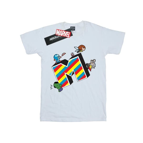 Marvel Boys Kawaii M Is For Marvel T-Shirt White 5-6 Years