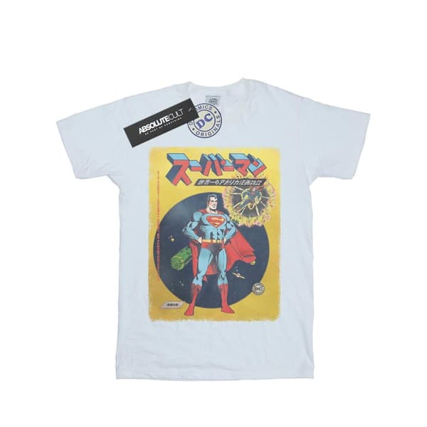 DC Comics Dam/dam Superman International Cover Boyfriend-t-shirt i bomull White S