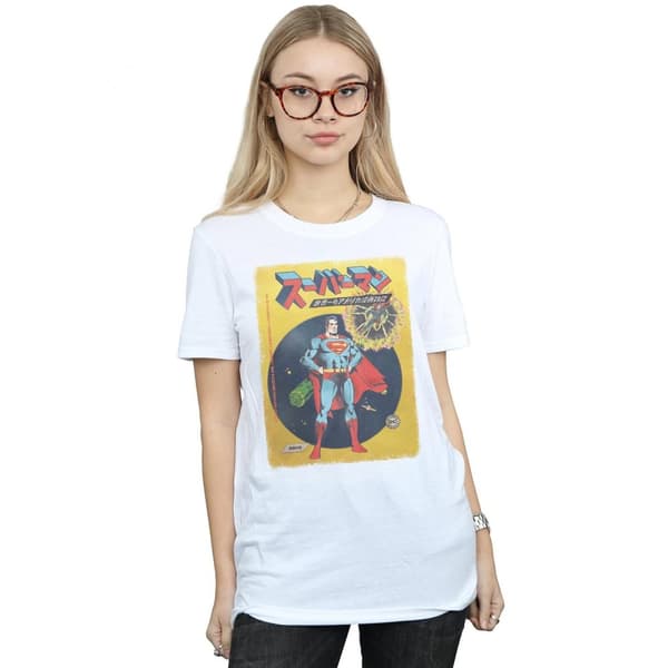 DC Comics Womens/Ladies Superman International Cover Cotton Boyfriend T-Shirt