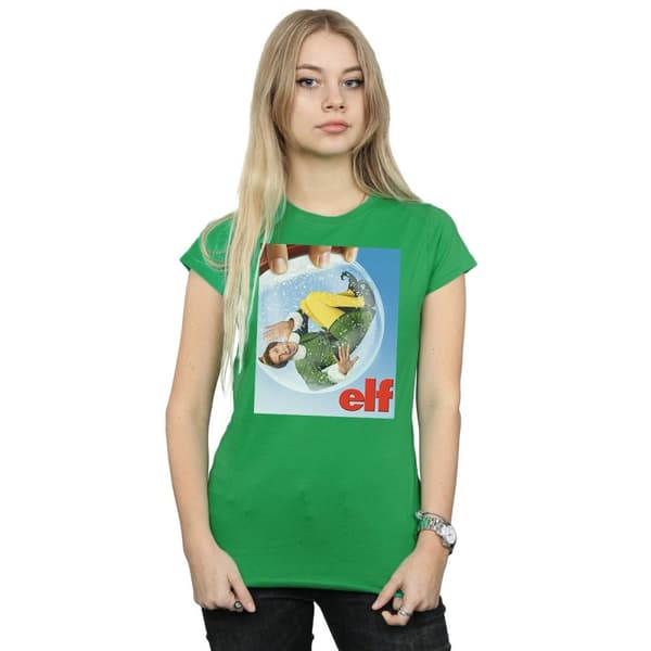 Elf Womens/Ladies Snow Globe Poster Cotton T-Shirt