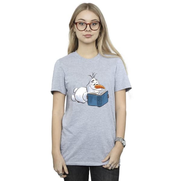Disney Womens/Ladies Frozen Olaf Reading Cotton Boyfriend T-Shirt