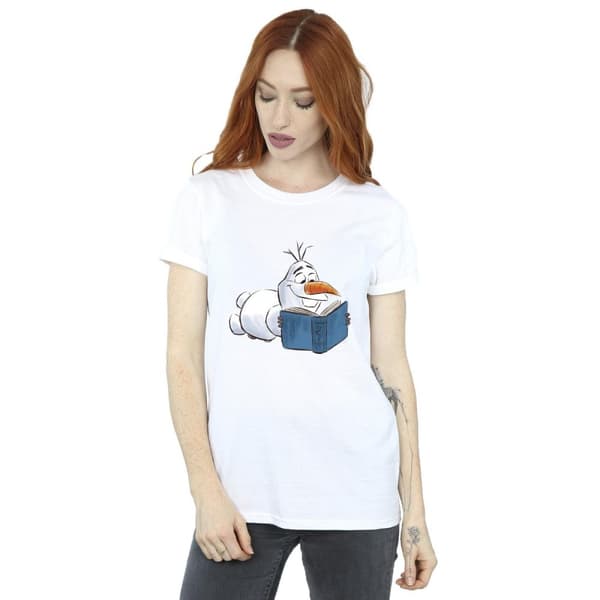 Disney Womens/Ladies Frozen Olaf Reading Cotton Boyfriend T-Shirt