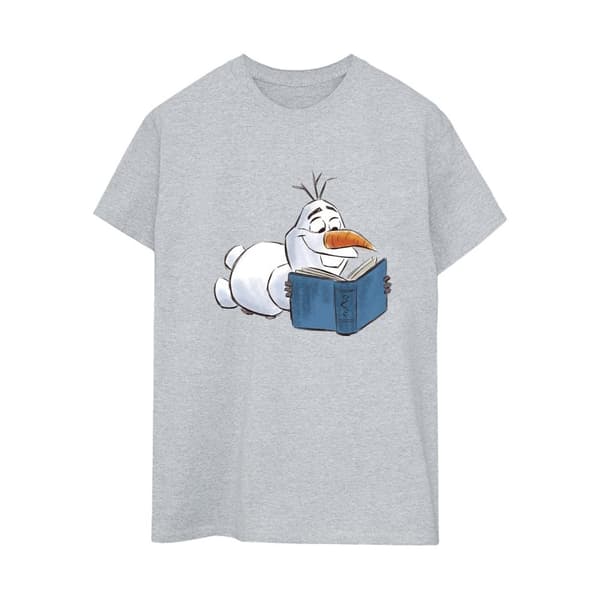Disney Womens/Ladies Frozen Olaf Reading Cotton Boyfriend T-Shirt