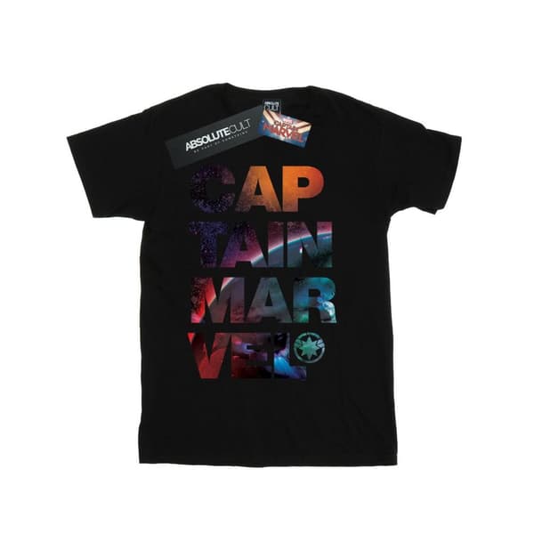 Marvel Mens Captain Marvel Space Text T-Shirt