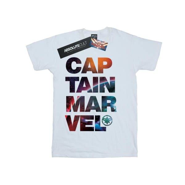 Marvel Mens Captain Marvel Space Text T-Shirt