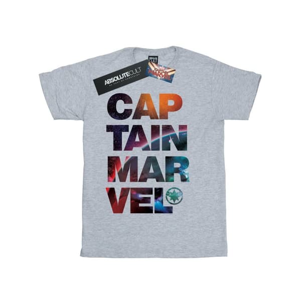Marvel Mens Captain Marvel Space Text T-Shirt