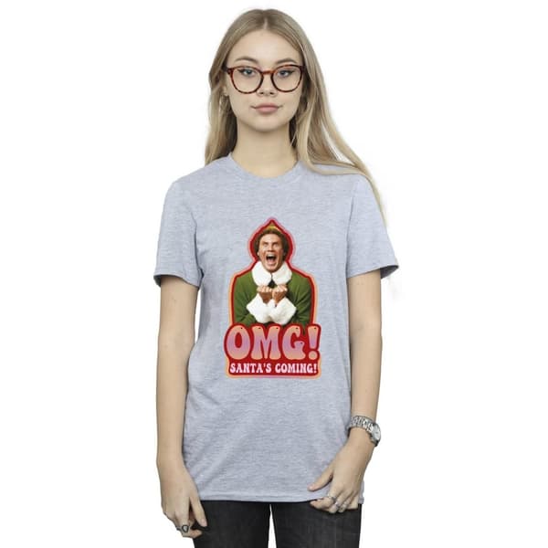 Elf Dam / Dam Santa´s Coming Boyfriend T-shirt i bomull