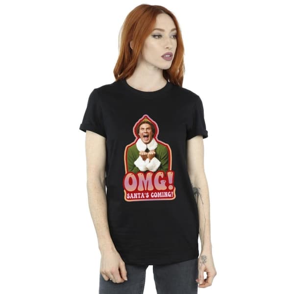 Elf Dam / Dam Santa´s Coming Boyfriend T-shirt i bomull