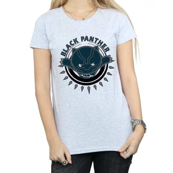 Marvel Dam/Tjej Kawaii Svart Panter Pounce Bomulls-T-shirt